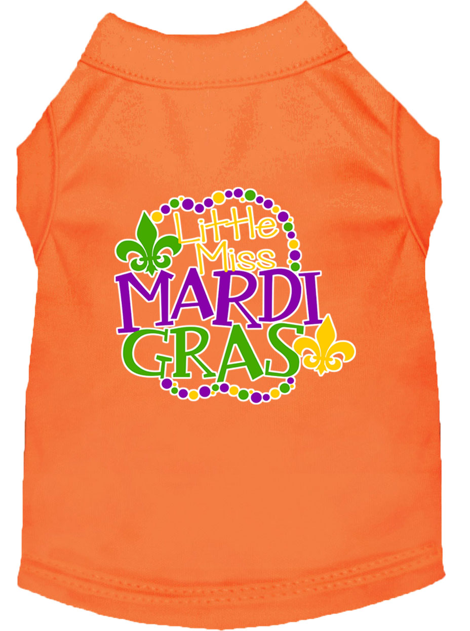 Miss Mardi Gras Screen Print Mardi Gras Dog Shirt Orange Lg